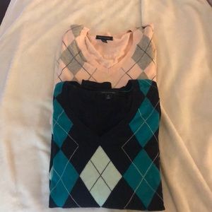 Set of TWO Tommy Hilfiger argyle sweaters!